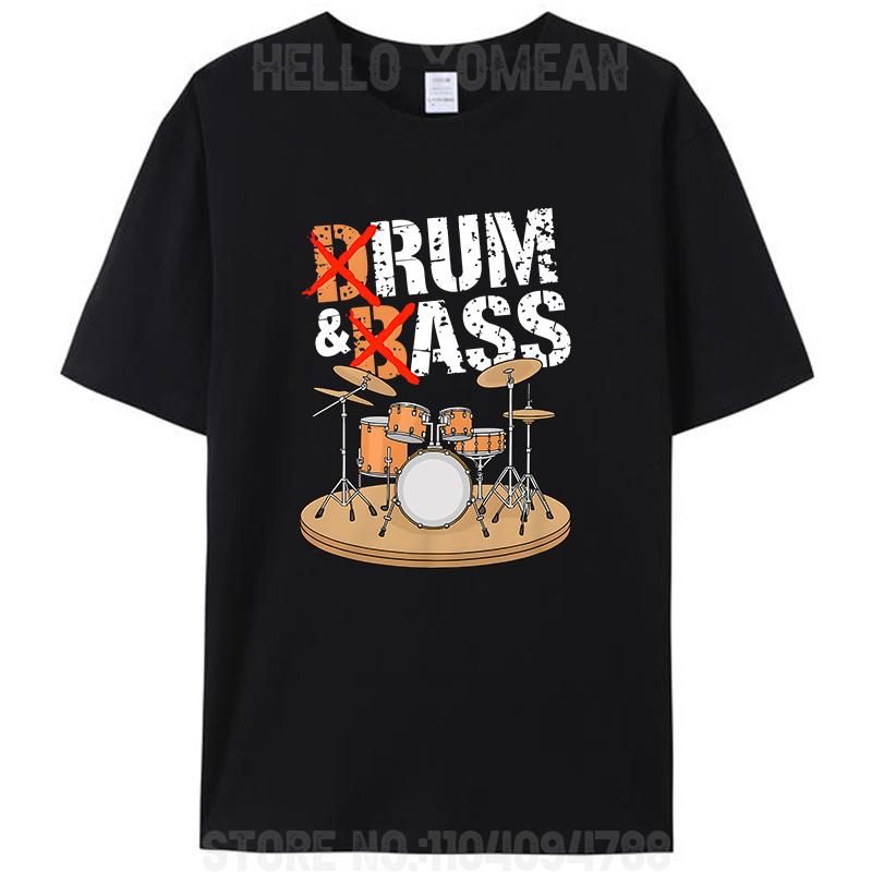 Drum And Bass Or Rum And Ass Music Instrument Drummer Men's Cotton T-Shirt Funny Unisex Graphic Oversized Tees Shirts Tops Gifts