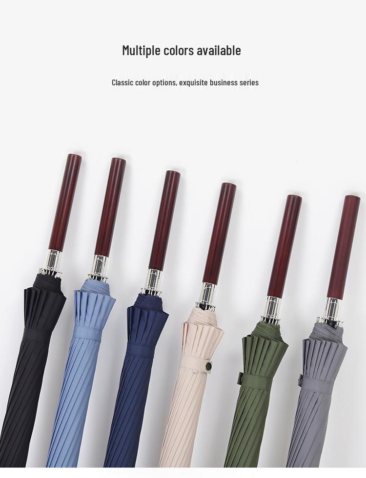 Luxurious Solid Wood Long Handle Umbrella - Men's Reinforced Extra Large Retro Wind & Storm-Proof Dual-Use Umbrella