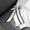 Women's Autumn Color Block Bow Hoodie - Loose Fit, Round Neck, Long Sleeve Pullover