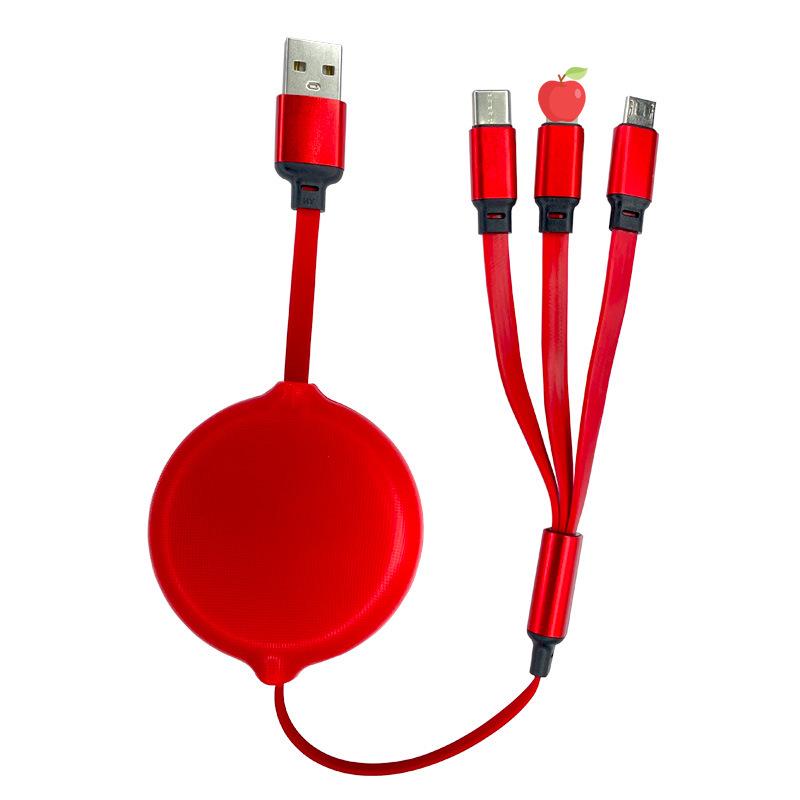 

60W Super Fast Charge Retractable 3-in-1 USB Cable for Huawei, Apple, Xiaomi
