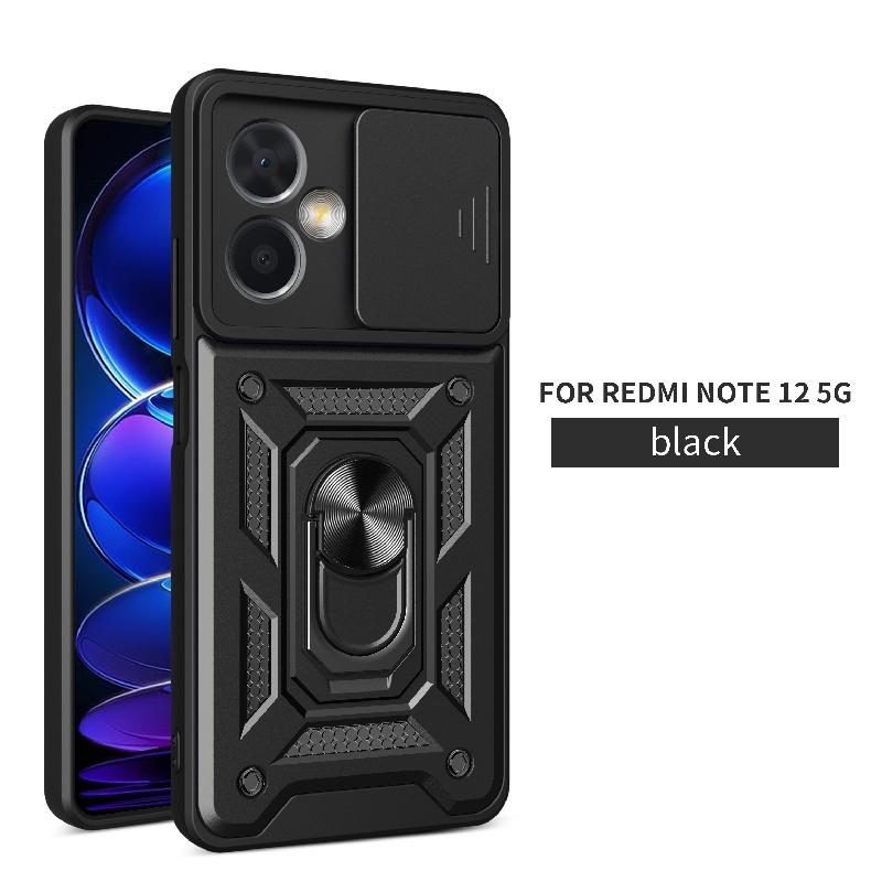 

For Xiaomi Redmi Note 12 Pro 5G 4G Case Slide Camera Protect Armor Phone Case for Redmi Note 12S 5G Magnet Holder Ring Cover Redmi Note 12 4G чёрный