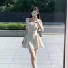 French Daughter Wind Lace Polka Dot Suspender Dress Women's Summer Temperament Waist Thin Tutu Skirt a Word Short Skirt