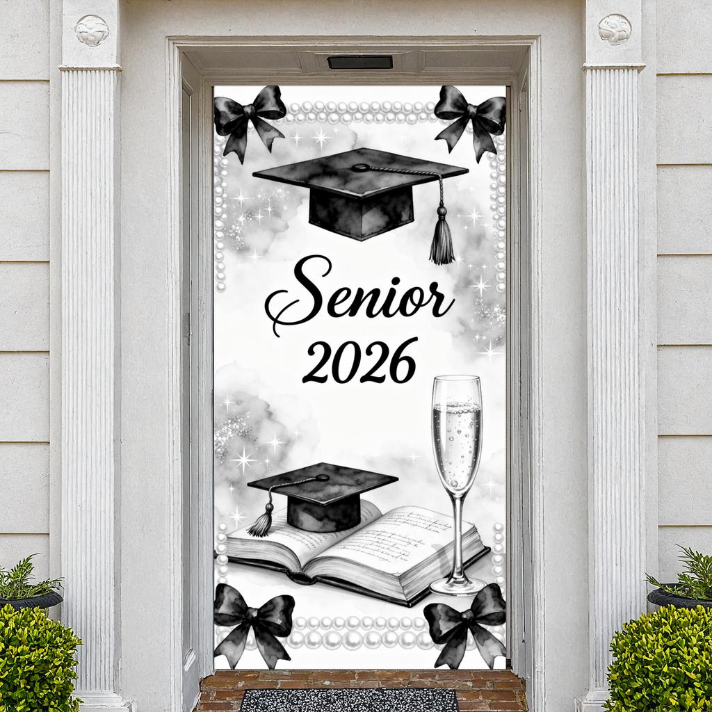 Klasse von 2026 Banner Champagnerglas Abschlussjahr Hintergrund Abschlussbanner Elegantes Design für Abschlussfoto-Shooting