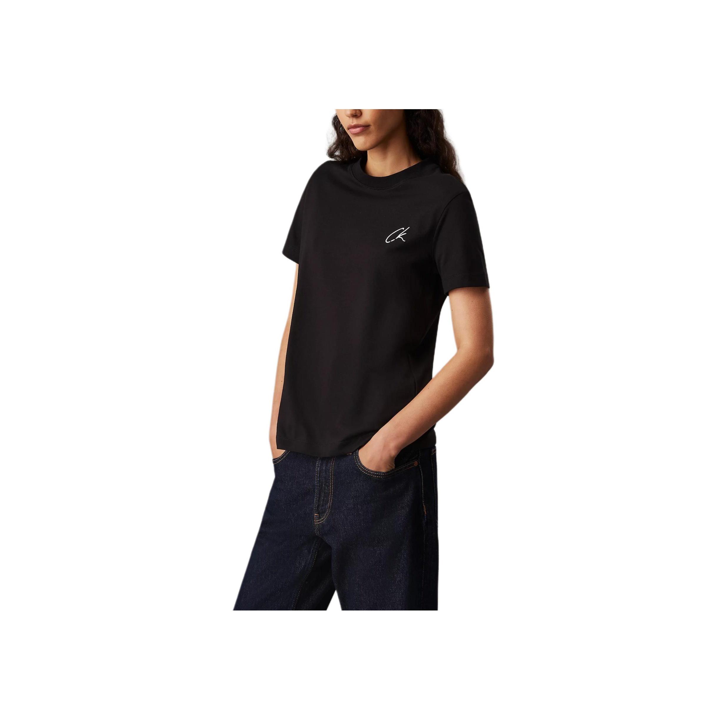 

Calvin Klein Вышитый логотип с коротким рукавом, обычная футболка, женские топы, черный цвет J20J224439-BEH XL