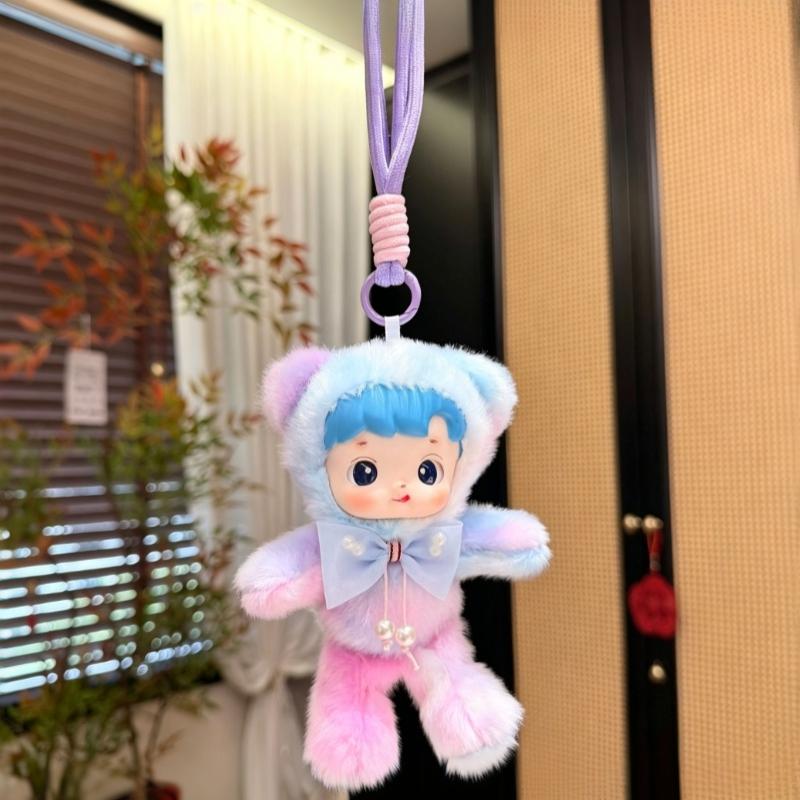 Cute Fluffy Plush Vinyl Doll Keychain Bag Pendant Birthday Gifts Cute Bag Charm Anime Figure Girls Gift