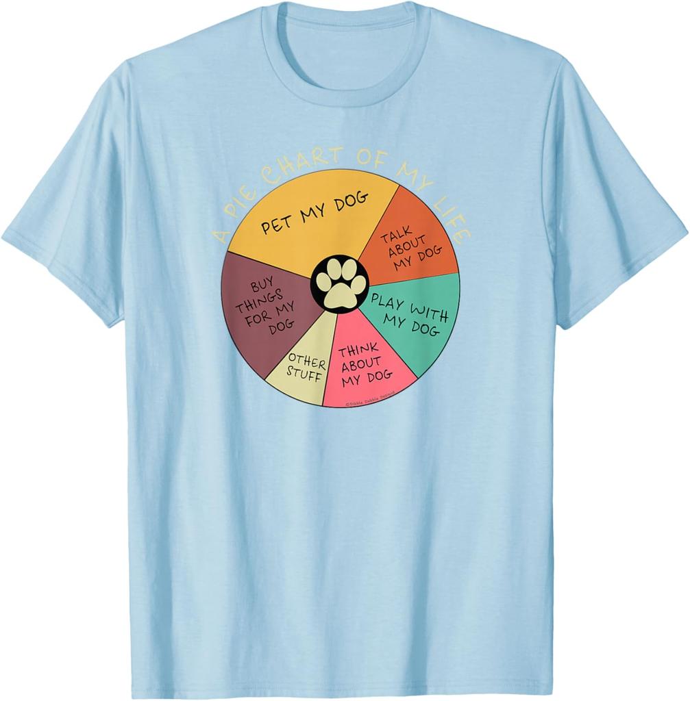 Funny Dog Lover Pie Chart of My Life Graphic Tee Casual Cotton Short Sleeve TShirt
