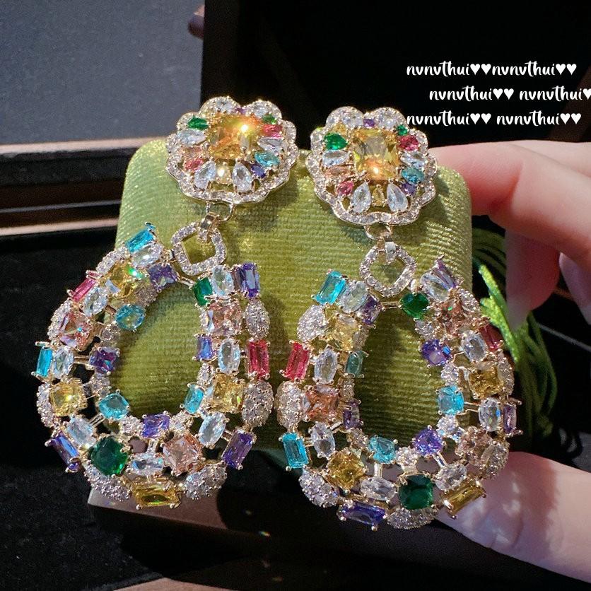 Macaron Flower Ring Earring Necklace Vintage Plated 18K Gold Twilight Yellow Handheld Flower Zircon Bracelet