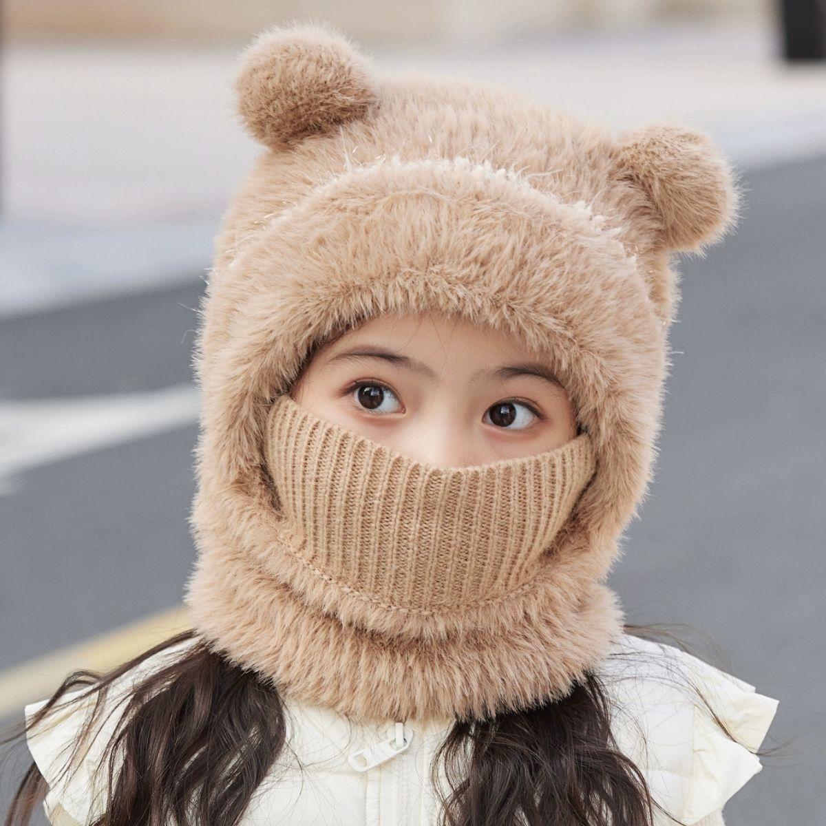 

Baby Toddler Knit Hat and Scarf Set Winter Warm Windproof Pom Pom Beanie and Neck Warmer for Boys and Girls Soft Comfortable Fit One Size хакі