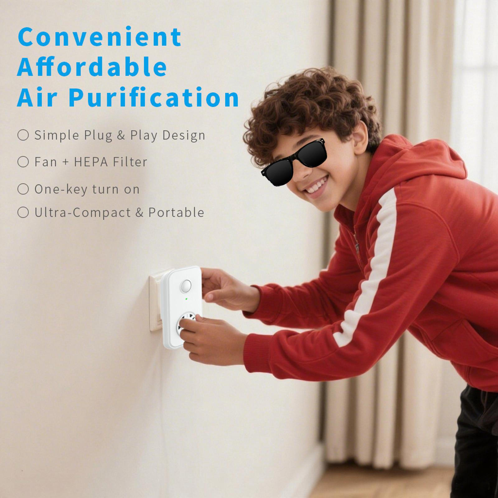 

Air Purifier Removes Dust Compact Quiet Cleaner for Pet Room Home Office білий