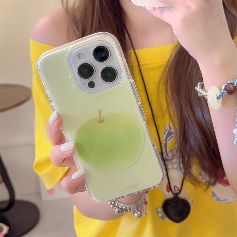 ins fruit apple pear watermelon coconut Phone Case for iPhone 16 15 14 13 Pro Max  Silicone shockproof and drop-proof cover