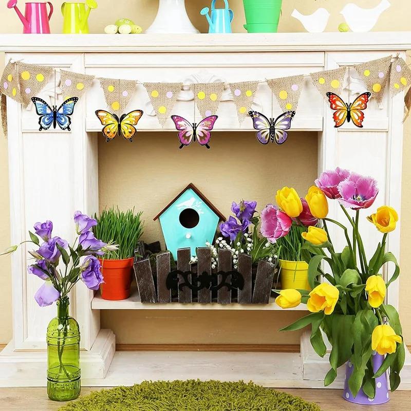 Wooden Butterfly Decorations, 8-Piece Set, Handcrafted, Hollow, Unfinished Graffiti DIY Crafts, 8 Artistic Styles, Hanging Paint
