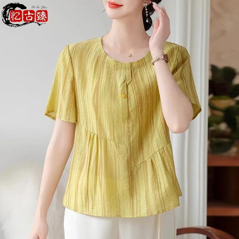Summer New Short Sleeved T-shirt All Match Fashionable and Stylish Thin Style Women's Round Neck Small Shirt Fashion Top