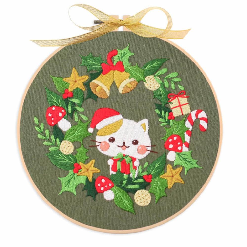 Handmade Christmas Embroidery Kit Colorful Embroidery Set Cross Stitch Set Beginner