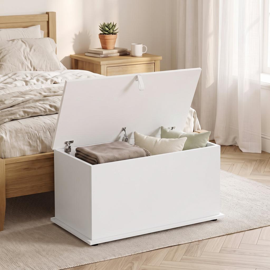 Storage Chest Large 102L Blanket Box 80 X 40 X 45cm, White