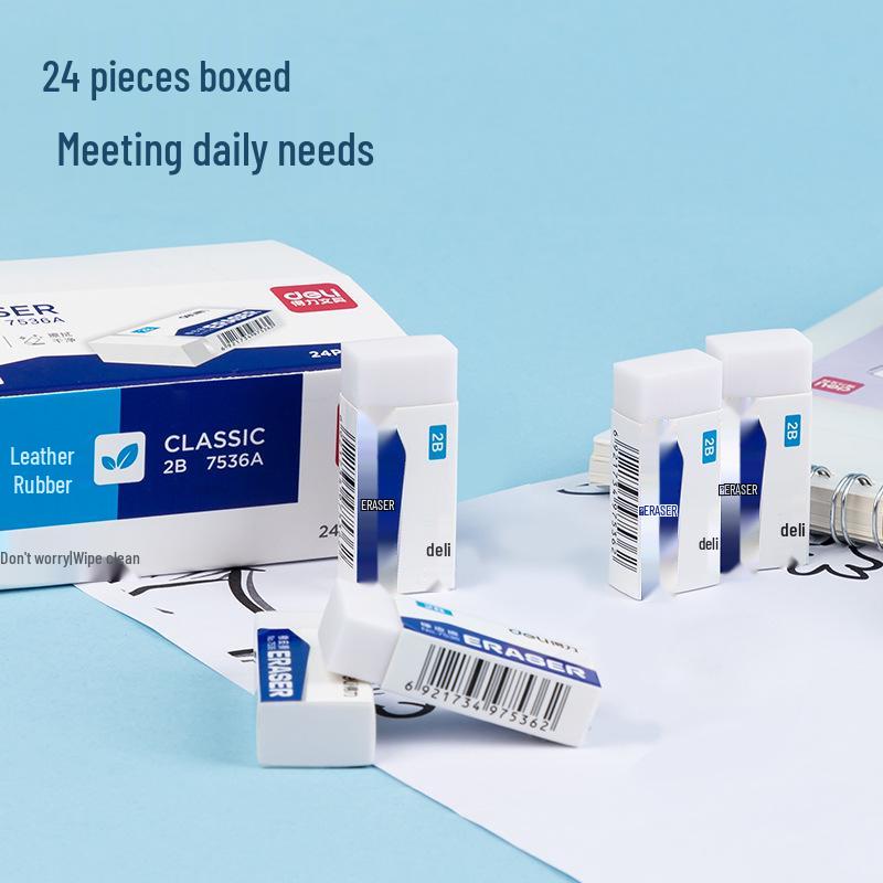 Deli 2B Low-Dust Exam Eraser for Primary Students