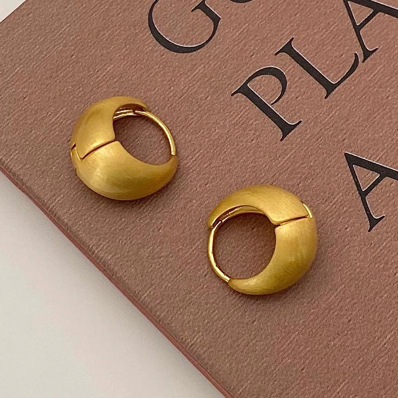 Tibetan Silver 18K Gold Plated Brushed Geometric Hoop Earrings for Women Trendy Fashion  Minimalist Accessories