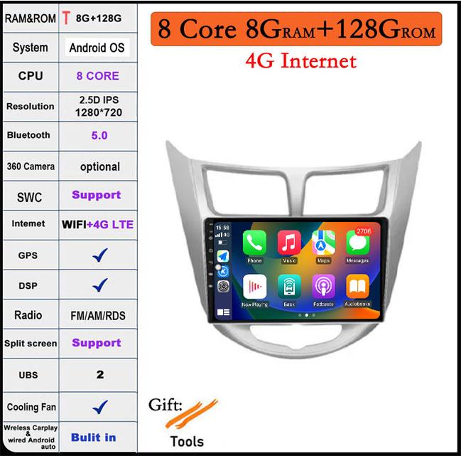 9 Lnch For Hyundai Solaris 2010 -2016 2.5D Touch Screen Car Radio Video Multimedia Navigation GPS IPS 4G Wifi Stereo Auto