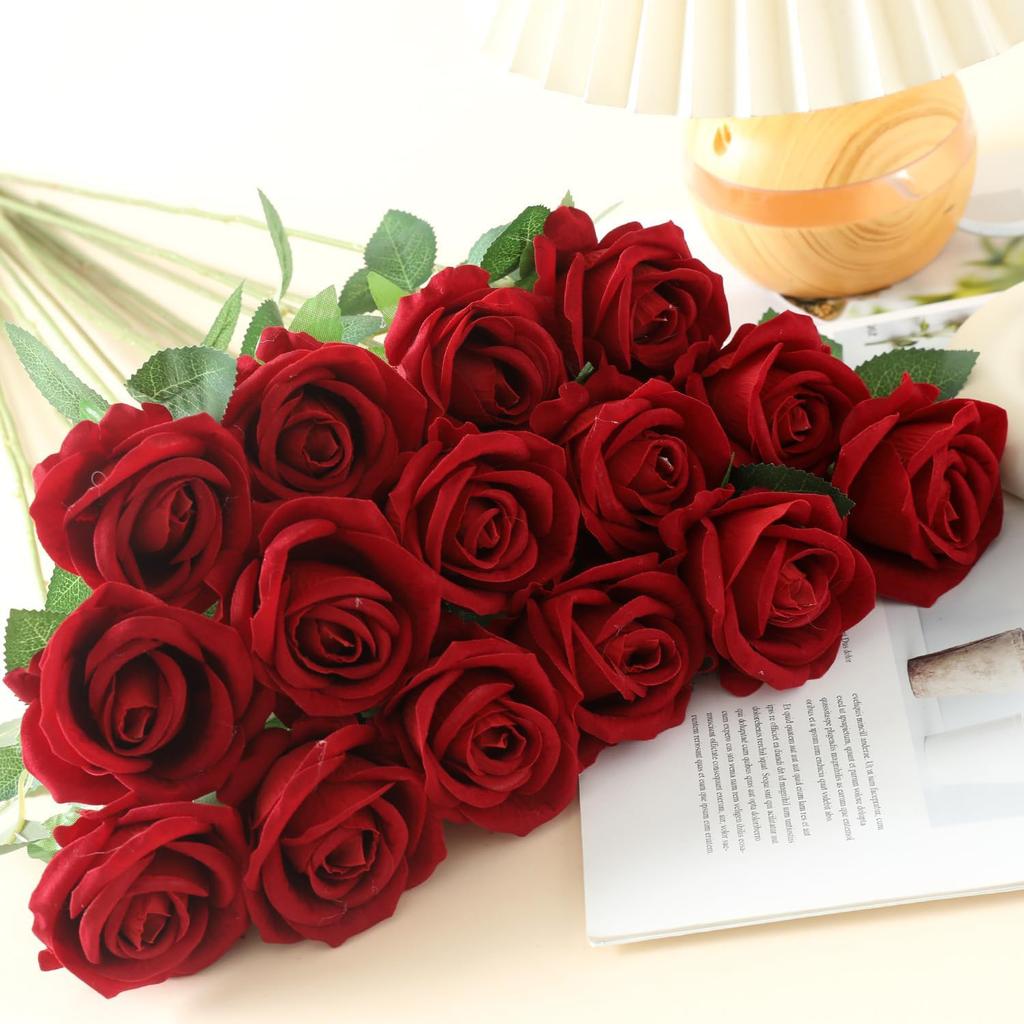 50pcs Artificial Flowers Silk Roses Long Branch Bridal Bouquet Wedding Home Vase Table Decorations DIY Gifts Box Valentine's Day