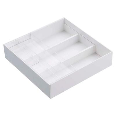 Yamazaki Jitsugyo Teleskopischer & Ausziehbarer Schreibtisch-Ablagekorb Weiß Ca.. B25 x T24.6~45 x H5.7cm Turm Schubladen Aufbewahrungskoffer Teleskopierbar 3441
