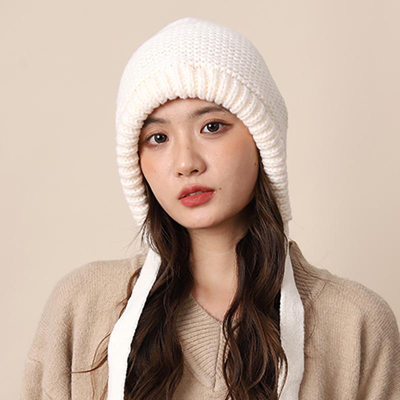 One Hat Dual Purpose Balaclava Hat Hepburn Wind Straps Stack Hat Women Winter Warm Christmas Red Wool Hat