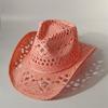 Vintage Summer Beach Bohemian Straw Hat Shell Women Men Western Cowboy Hats Wooden Beads Hollow Out Sun Hat Holiday Cap
