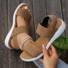 Women’s Platform Elastic Strap Open-Toe Slide Sandals Flat Summer Shoes