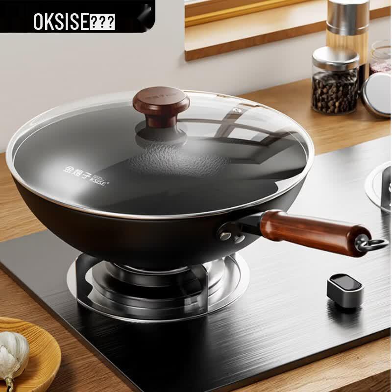 KSISE Artisan Hammered Iron Wok