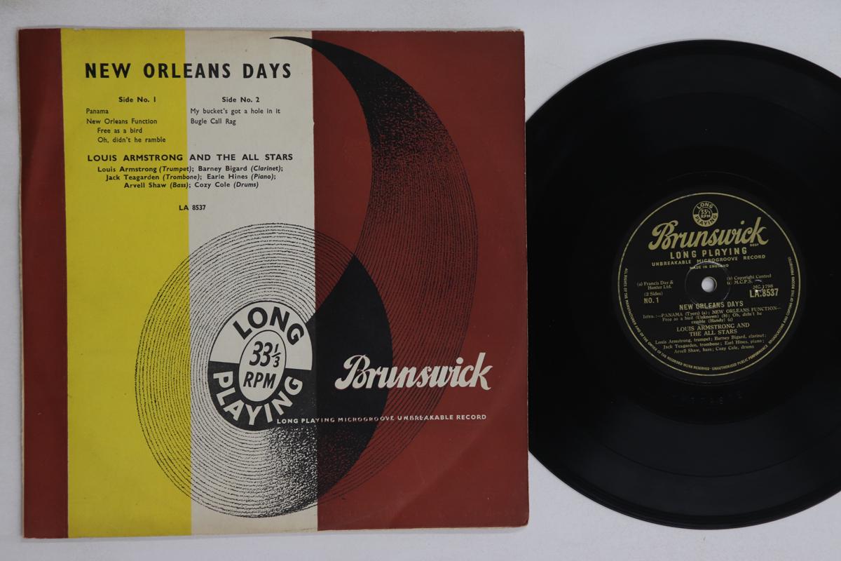 

10-дюймовая пластинка ЛУИ АРМСТРОНГА Дни Нового Орлеана LA8537 BRUNSWICK UK Джаз Б/У