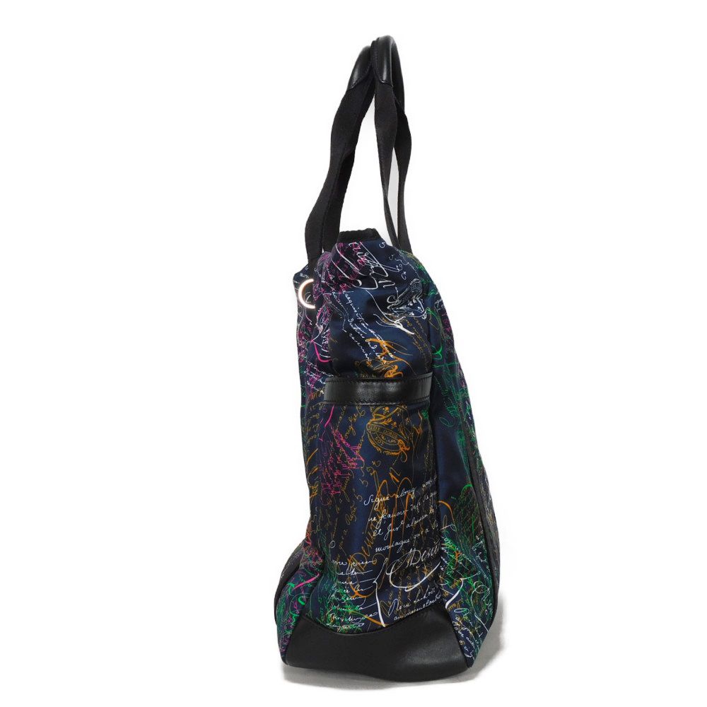 Used 11828 Chillout Nylon Scritto Tote 7924 New Logo All-Over Print Multicolor Shoulder Bag Calligraphy Navy Men's from