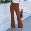 Corduroy Pants For Women Flare High Waisted Fall Winter Elastic Waist Stretchy Work Casual Trendy Wide Leg Pants