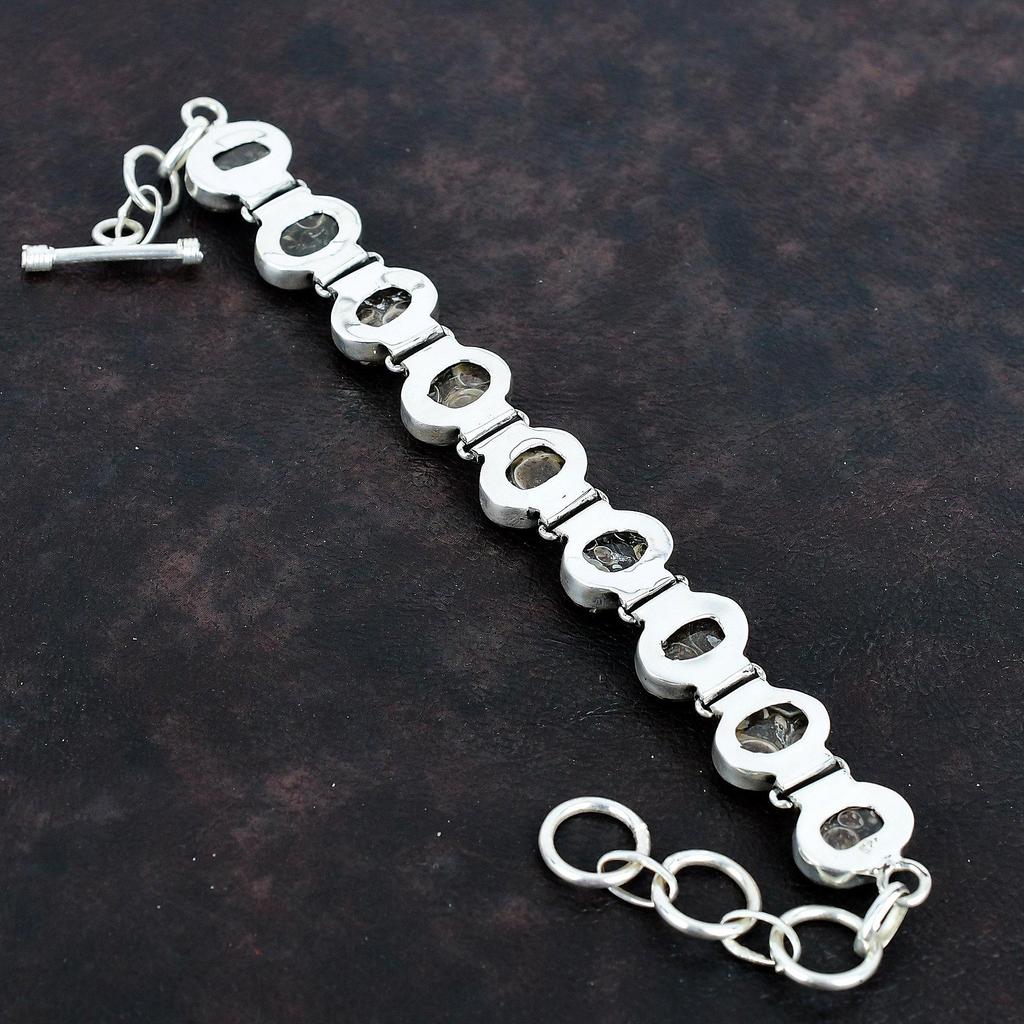 Turritella agate bracelet gemstone jewelry 925 sterling silver bracelet adjustable chain handmade bracelet brand new jewelry gifts for women