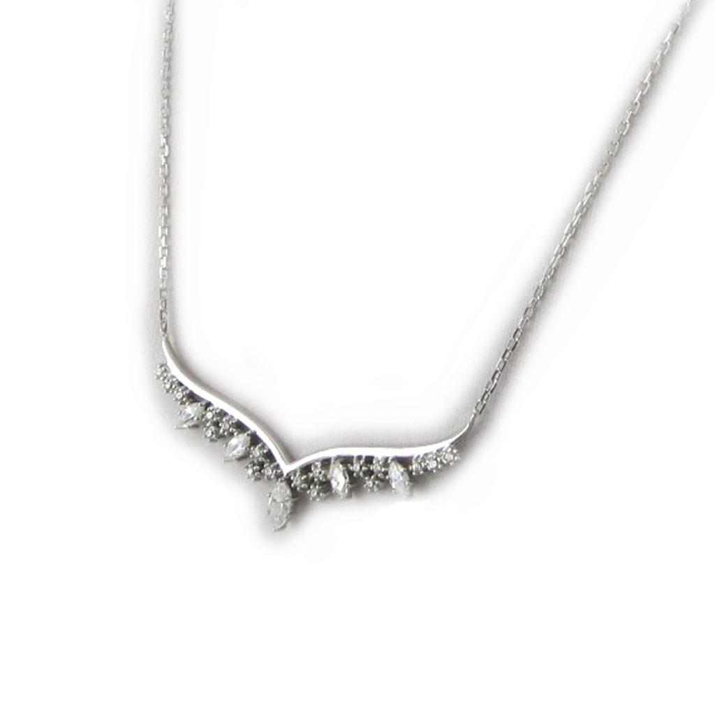 Les Trésors De Lily [N1824] - Silver Necklace 'Sissi' Silver White (rhodium-plated) - 40x8 Mm