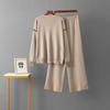 Cross-Border Amazon Foreign Trade Delivery Temperament Knit Two Piece Round Neck Sweater Loose Casual Set Long Sleeve Women Clothes