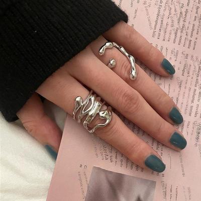 Exaggerated S925 Silver Retro Open Ring for Women - Irregular, Trendy, Cool Index Finger Design