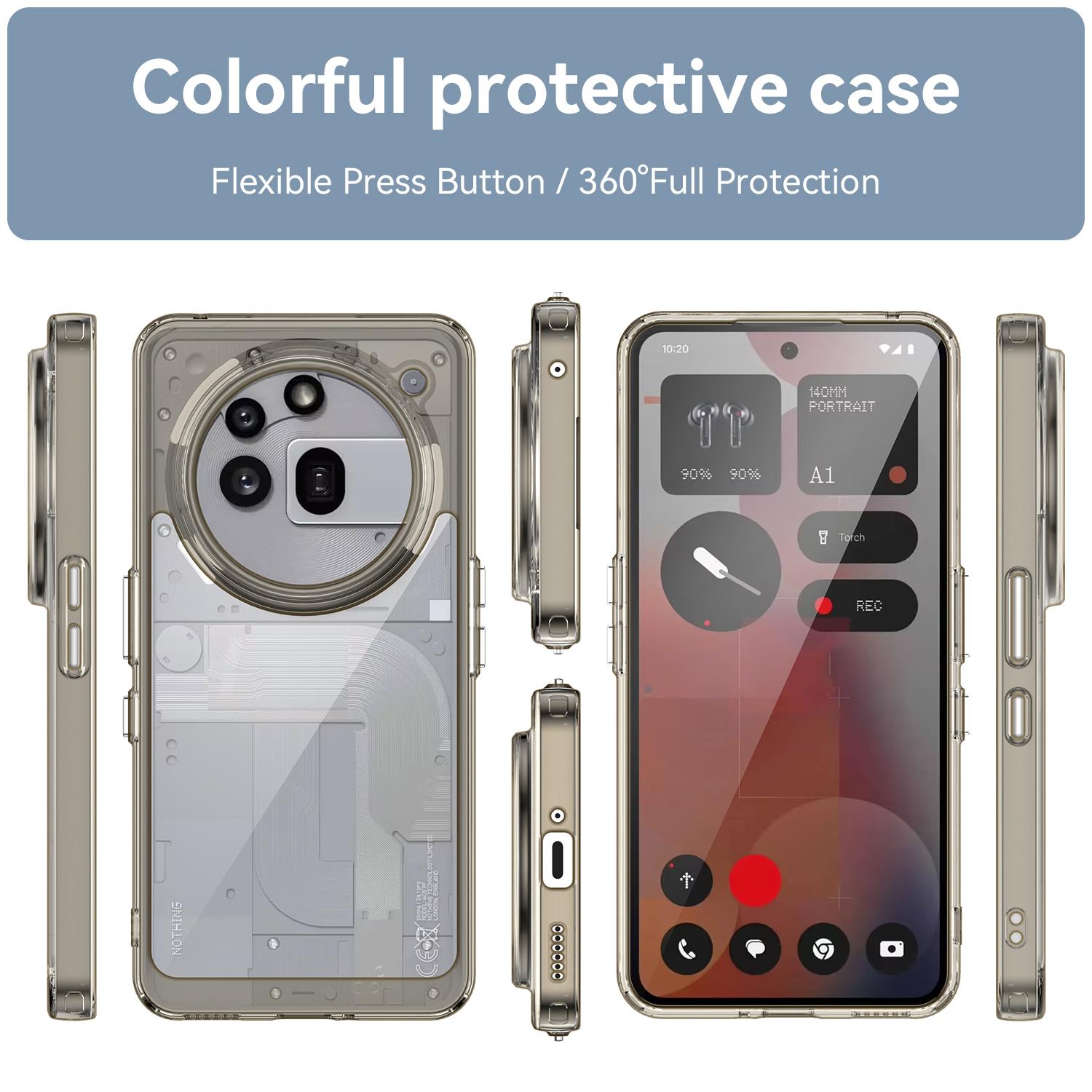

For Nothing Phone (3a) Pro Case TPU+Acrylic Protective Clear Phone Cover Transparent Grey