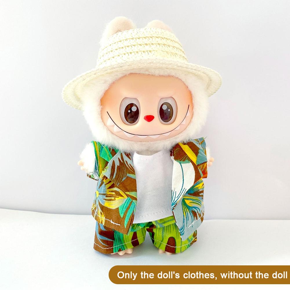 For 17cm Labubu Doll Clothes Fashion Clothes Shirts Dresses Doll Clothes Color Match Shorts Dolls Accessories Cute Decoration Little Clothes