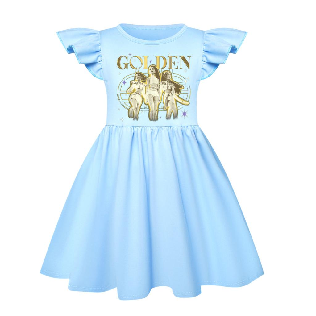 

5161 Детское Платье для Девочек Мира Зои Руми с Принтом и Воланами, с Короткими Рукавами, Повседневное 150cm светло-синий