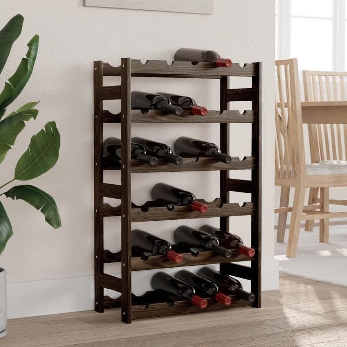 VidaXL Casier à bouteilles pour 30 bouteilles noir bois pin solide 373402