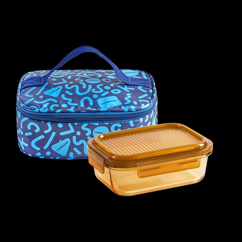 LocknLock Rhine Dynamic Amber Rectangular Glass Food Container Set