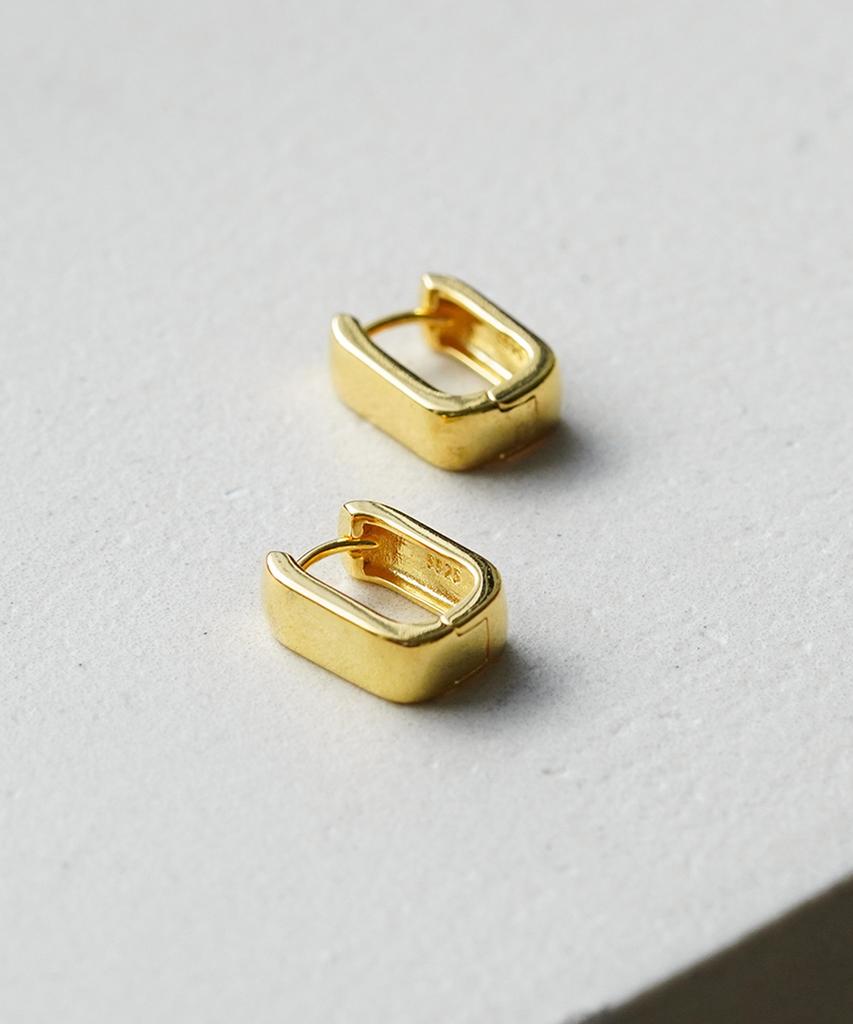 Alleun Silver 925 Square Bold One-Touch Silver Earrings Luxury