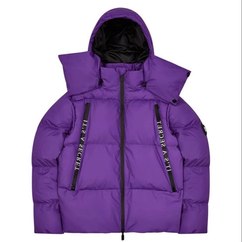 Zima Nowość Unisex Amerykański Streetwear Trapstar Pikowana Kurtka z Kapturem Bawełniana - Ciepła, Gruba i Luźny Krój