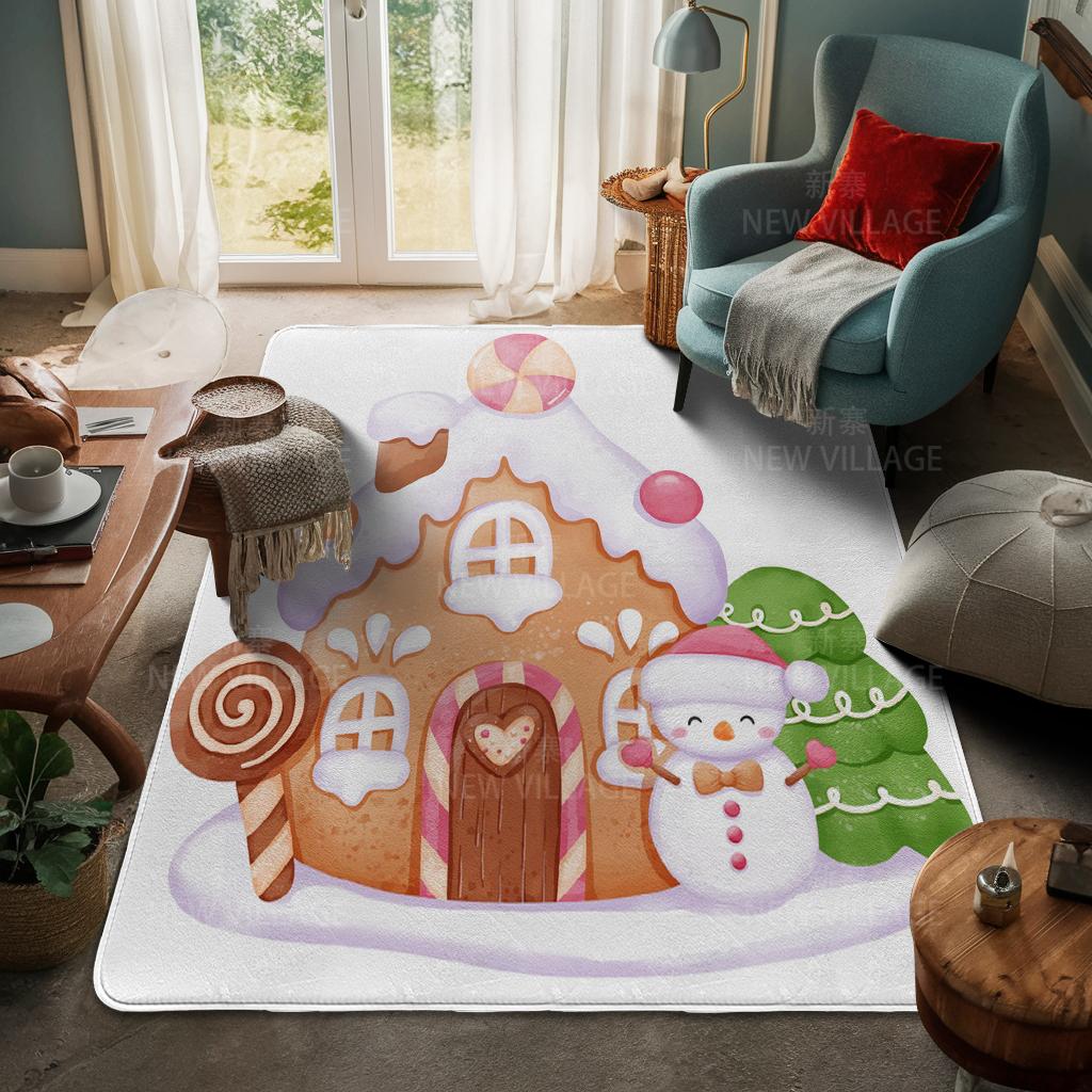 House Entrance Carpet Home Door Mat Living Room Bath Foot Bathroom Non-slip Water Absorption Rugs Bath Merry Christmas Winter