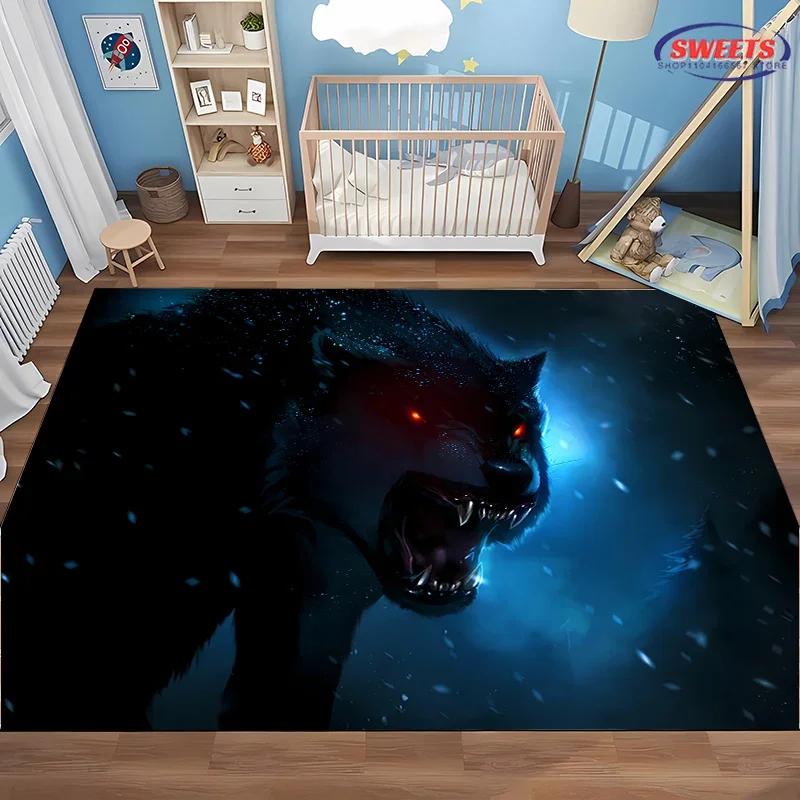Wolf Art Non-Slip Soft Area Rug for Living Room Bedroom Sofa Doormat Home Office Decor Durable Floor Mat Gift