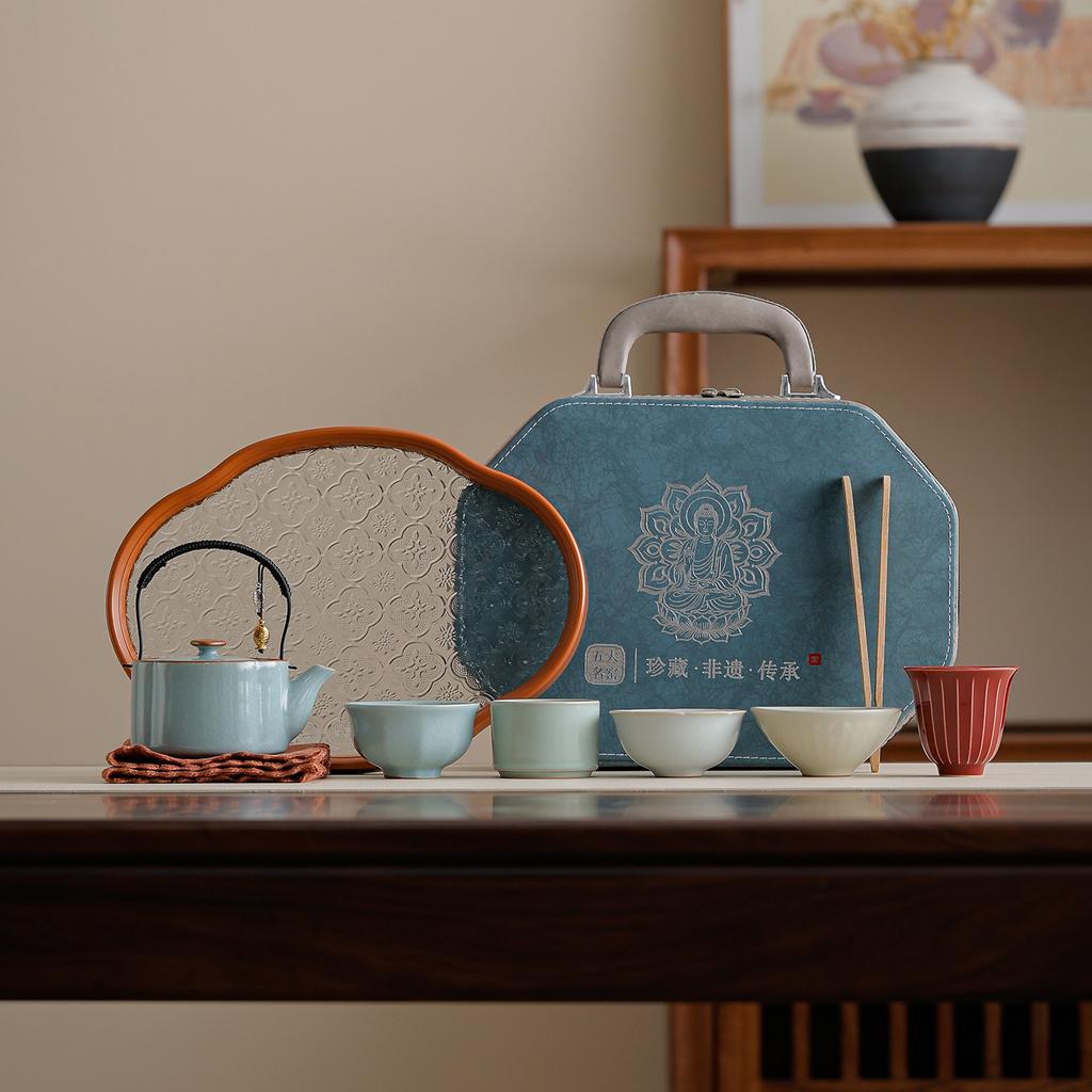 Five famous kilns, travel tea sets, company event souvenirs, Mid-Autumn Festival business cultural and creative gifts available