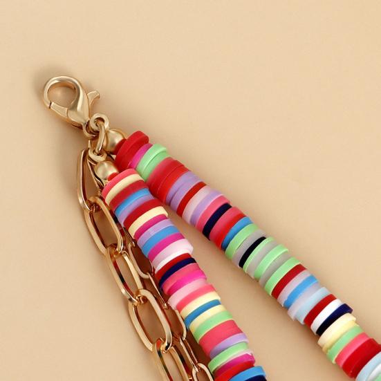 Boho Layered Turquoise Necklaces Women Soft Pottery Devil's Eye Necklaces Wear Colorful Necklace Statement Jewelry for Party Beach Summer