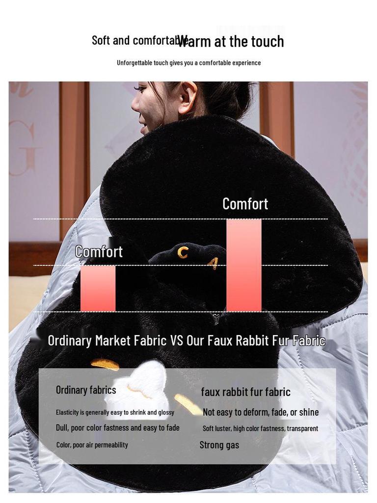 Cartoon Cat 2-in-1 Tote Pillow & Blanket for Car, Office, or Home