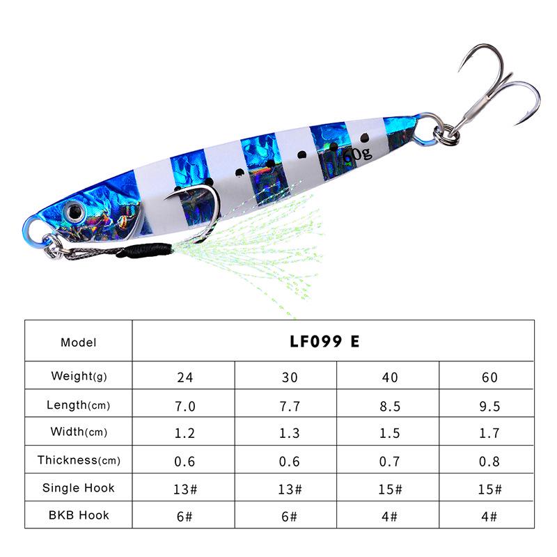 Luminous Long-Cast Metal Jig Sinking Bait for Sea and Boat Fishing