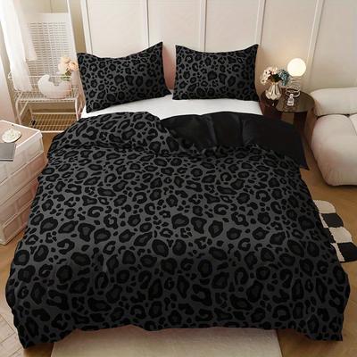 Módní povlečení s tmavým leopardím potiskem 1 povlak na přikrývku+2 povlaky na polštáře Domov Kolej HD potisk Trendy Luxusní Špičkové Povlečení