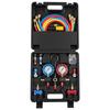 AC Manifold Gauge Set for R134a R404A R1234yf R22 Refrigerant, 3 Way AC Gauge with 1.5m Hoses, Adapters, Quick Couplers, Can Taps for Automotive Air