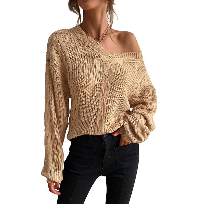 Vintage Fashion Elegant Casual Autumn and Winter Women's Long-sleeved Solid Color Loose Sweater Women